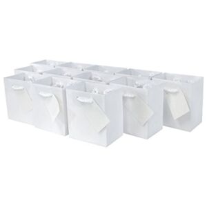 OccasionAll – 12 Pack Mini Gift Bags, Extra Small Glossy White Paper Bags with Handles, Designer Gift Wrap Euro Totes for Birthday Parties, Presents, Weddings, Baby Showers, Favors, Bulk – 4×2.75×4.5