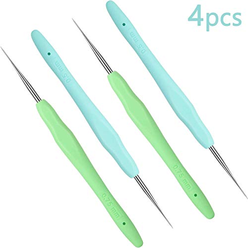 4 Pieces Dreadlock Crochet Hooks Tool 0.5mm 0.75mm Dreadlock Crochet Needle Tools for Braid Hair Weaving Locs Craft | The Storepaperoomates Retail Market - Fast Affordable Shopping