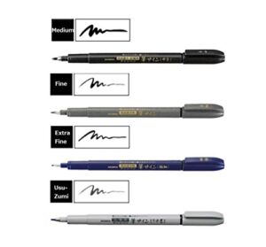 Zebra Fude Sign Brush Pen Regular Extra Fine Medium Usu-Zumi Gray Ink Value Set of 4 (Limited Edition)
