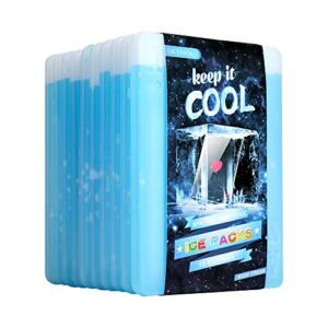 10 x Ice packs for Lunch Box – Freezer Ice packs – Slim Long Lasting Cool Packs for Lunch Bags and Cooler, Poker Design (Heart)