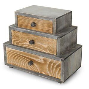 MyGift 3-Drawer Desk Storage Organizer Drawers – Rustic Wood Office Supplies Cabinet
