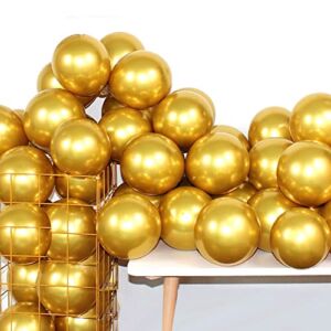 12 Inch 100 Pcs Latex Metallic Chrome Balloons Helium Shiny Thicken Balloons Party Decoration (Gold)