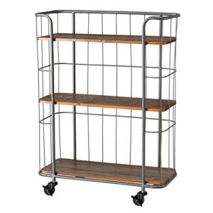 WHW Whole House Worlds Urban Chic Rolling Rack with 3 Shelves, Wheels, Metal and Wood, 2 Ft 6 1/2 Inches (31 1/2 Inches – 80 cm)
