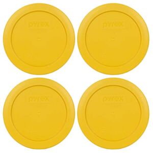 Pyrex Bundle – 4 Items: 7200-PC 2-Cup Butter Yellow Plastic Food Storage Lids