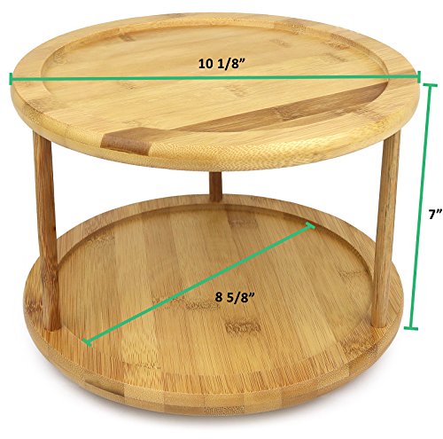Greenco Bamboo Lazy Susan Turntable Spice Rack, 10 Inch 2- Tier Premium Bamboo, Rotating Organizer, Perfect for Kitchens Countertops, Pantry Storage, and Bathrooms | The Storepaperoomates Retail Market - Fast Affordable Shopping