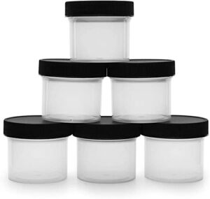 Salad Dressing Condiment Containers (6-Pack); 2-Ounce To-Go Plastic Mini Food Storage Jars for Lunch Boxes; Carry Up to 4 Tablespoons