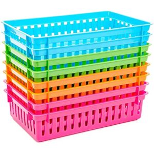 Classroom Storage Bins Baskets, Small Plastic Organizer (10.25 x 6.5 In, 8 Pack)
