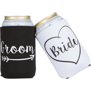 Cute Wedding Gifts – Bride and Groom Novelty Can Cooler Combo – Engagement Gift for Couples