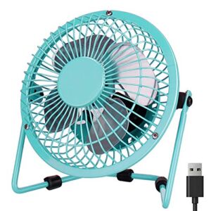 PEYOU Small USB Desk Fan, 4″ Portable Quiet Fan with Metal Construction & Strong Airflow & 360° Rotatable, Personal Mini Cooling Fan for Household, Office, Car, Outdoor Travel