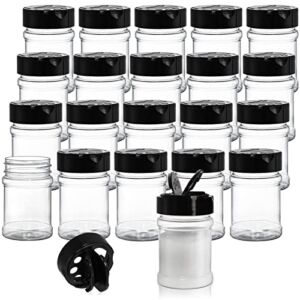 Yesland 20 Pack Plastic Spice Jars Bottles, 5 Oz PET Spice Containers BPA Free with Black Cap, Empty Seasoning Jars Glitter Storage Containers for Storing Spice Herbs Powders Glitter