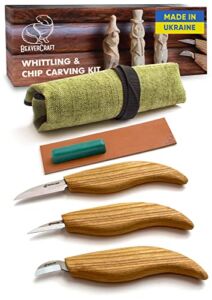 BeaverCraft S15 Whittling Wood Carving Kit – Wood Carving Tools Set – Chip Carving Knife Kit – Whittling Knife Set Whittling Tools Wood Carving Wood for Beginners
