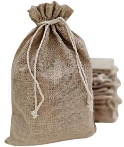 25 Burlap Bags with Drawstring 8×12 Inch – Reusable Grocery, Household, Kitchen Storage Bag, Christmas Gift Bags, Wedding and Birthday Party Favor Gift Pouches