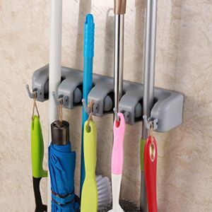 TOGU Mop and Broom Holders Sturdy Wall Mounted Broom Gripper Holds up to 9 Tools,Anti-Slip for Home Kitchen Garden Garage Storage Systems