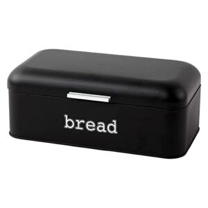 Juvale Stainless Steel Black Bread Box for Kitchen Countertop, Large Bin for 2 Loaves, English Muffins, Baked Goods Storage Containers (17 x 9 x 6.5 in)