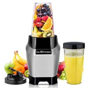 La Reveuse Countertop Blender – Making Shakes and Smoothies 600 Watts-with 20 oz and 24 oz BPA Free Portable Travel Bottles – Dishwasher Safe