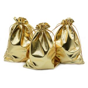 BEAVOING Pack of 100 3.54″x4.72″ Heavy Duty Gold Drawstring Organza Jewelry Pouches Wedding Party Christmas Favor Gift Candy Chocolate Bags (Gold, 3.54″x4.72″)