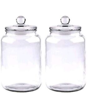 Glass Jars 64oz,Candy Jar with Lid For Household,Food Grade Clear Jars (2 Pack)