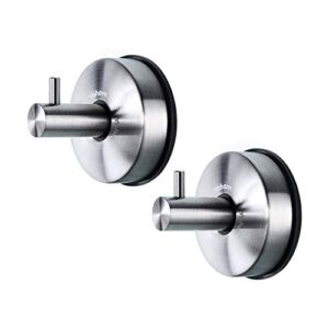 YOHOM 2Pcs SUS 304 Stainless Steel Vacuum Suction Cup Hooks Shower Holder – Removable Bathroom Shower Hook Suction Towel Rack and Kitchen Organizer for Towel Hook, Bathrobe and Loofah,Brushed Finish