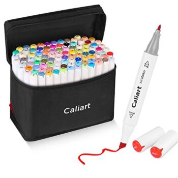 Caliart 100 Colors Artist Alcohol Markers Dual Tip Art Markers Twin Sketch Markers Pens Permanent Alcohol Based Markers with Case for Adult Kids Coloring Drawing Sketching Card Making Illustration | The Storepaperoomates Retail Market - Fast Affordable Shopping