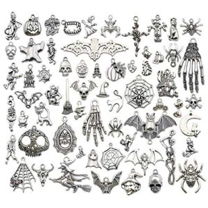 WOCRAFT 200g Craft Supplies Antique Silver Halloween Charms Pendants for Jewelry Making Findings Crafting Accessory for DIY Necklace Bracelet (M213)