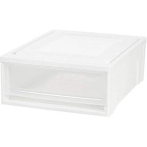 IRIS USA 129770 Shallow Box Chest Drawer, White/Clear