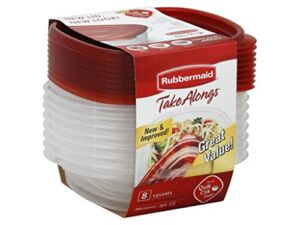 Rubbermaid 7F58 8-Piece TakeAlongs Food Storage Container Set, Sandwich, Red