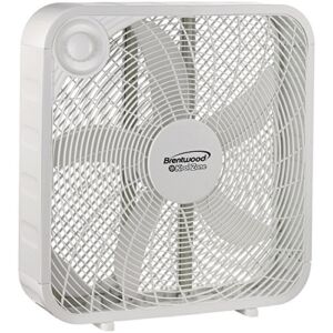 Brentwood Kool Zone Box Fan, 3-Speed 20-inch, White