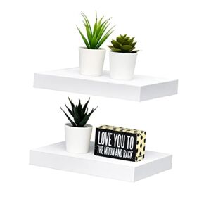 WELLAND Set of 2 Floating Shelves Wall Mounted Shelf, for Home Decor with 8″ Deep (White, 10 inch)