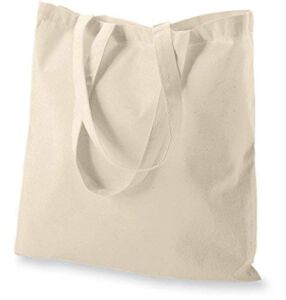 ATMOS GREEN 20 COLORS | 5 | 12 | 20 | 50 | 100 | 200 Pack 15 X 16 Inch NATURAL color Recycled Cotton tote bags eco friendly super strong great choice for schools promotion MADE in INDIA (5 Pack)