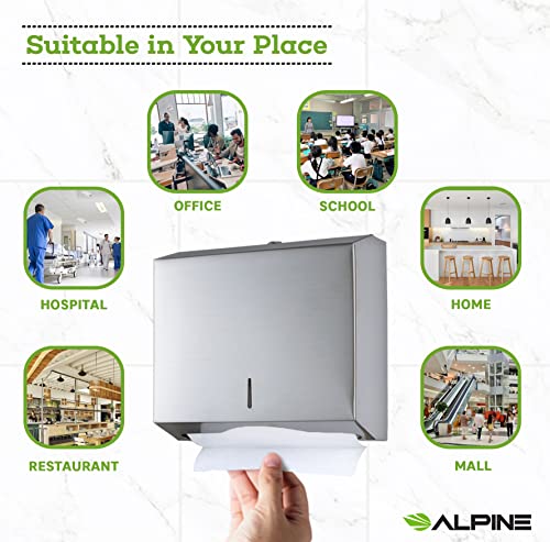 Alpine Industries C-Fold/Multifold Paper Towel Dispenser – Brushed Stainless Steel (290 C Folds/ 380 Multi-Fold) | The Storepaperoomates Retail Market - Fast Affordable Shopping