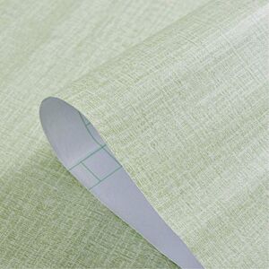 Yija Self-Adhesive Linen Green Pattern Waterproof Shelf Drawer Liner Cabinet Sticker，Wallpaper 15.6Inch by 98Inch