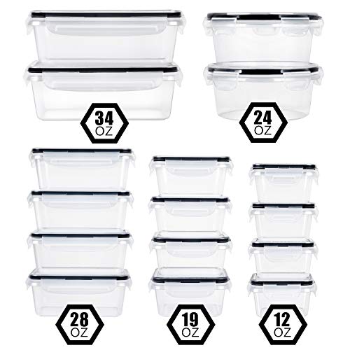 FOOYOO 32 Piece Food Storage Container with Lids (16 Containers + 16 Lids) – Plastic Food Containers with Lid, Airtight Leak Proof Snap Lock Lids, BPA Free Storage Containers with Lids | The Storepaperoomates Retail Market - Fast Affordable Shopping