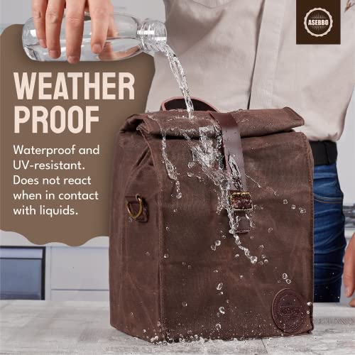 ASEBBO Insulated Lunch Bag 10L Sturdy Waxed Canvas Lunch Box for Men and Women – Leakproof Insulated Cooler Bag for Work Picnic Hiking – Premium Lunchbox for Adults with Shoulder Strap (Brown) | The Storepaperoomates Retail Market - Fast Affordable Shopping