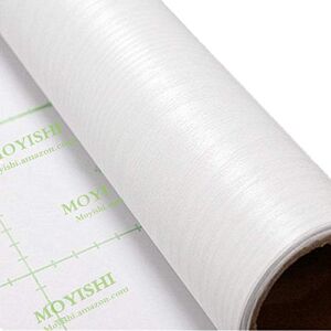 Moyishi Self Adhesive White Wood Grain Furniture Stickers PVC Wallpaper cabinets Gloss Film Vinyl Counter Top Decal 15.7”x79”