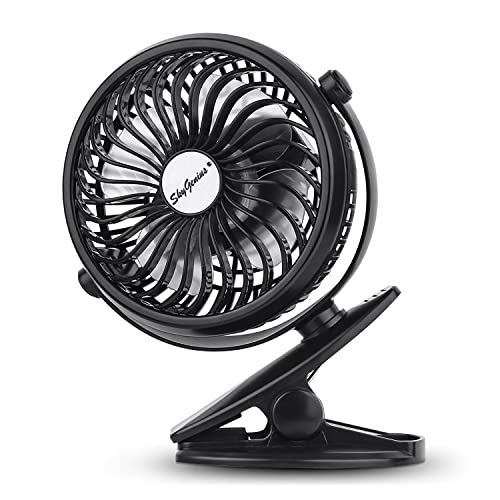 SkyGenius Battery Operated Clip on Mini Desk Fan, Black | The Storepaperoomates Retail Market - Fast Affordable Shopping