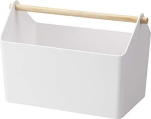 YAMAZAKI Home Storage Organizer/Cleaning Caddy/Storage Basket With Handle, Plastic + Wood, Handle, No Assembly Req.