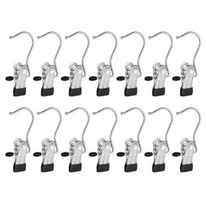 Frezon 30 Pack Boot Hanger for Closet, Laundry Hooks with Clips, Boot Holder, Hanging Clips, Portable Multifunctional Hangers Single Clip Space Saving for Jeans, Hats, Tall Boots, Towels(Black)