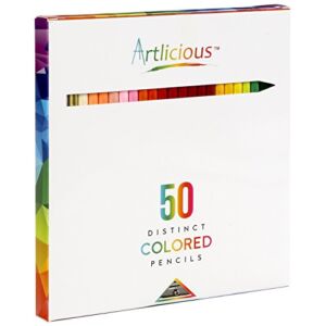Artlicious Colored Pencils, 50 Colors, Colored Pencils for Kids Color Pencil Set Colored Pencils Bulk Adult Art Pencils Lapices de Colores Map Pencils Professional Colored Pencils for Artists