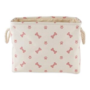 Bone Dry Pet Storage Collection Paw and Bone Print, Small Rectangle, Rose