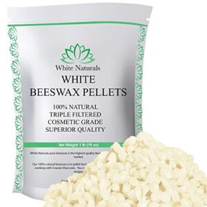 White Naturals White Beeswax Pellets 1 lb (16 oz), Pure, Natural, Cosmetic Grade, Bees Wax Pastilles, Triple Filtered, Great For DIY Lip Balms, Lotions, Candles