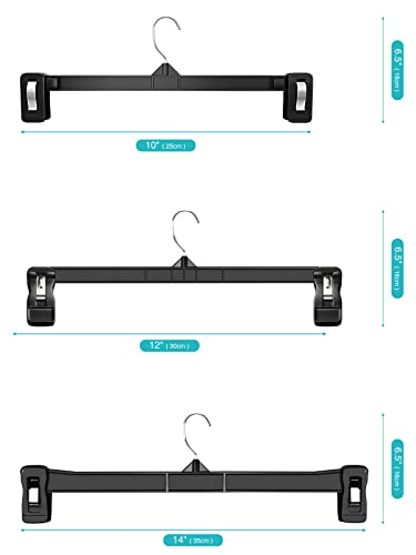 Titan Mall Pants Hangers 30 Pack 12inch Black Plastic Skirt Hanger with Non-Slip Big Clips and 360 Rotatable Hook, Durable and Sturdy Plastic Hanger, Elegant and Economical for Hanging Pants or Skirts | The Storepaperoomates Retail Market - Fast Affordable Shopping