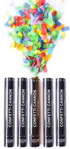 Legend & Co. 12 Inch Confetti Cannons Multicolor, (5 Pack) Biodegradable and Air Powered | Launches 20-25ft | Celebrations, New Year’s Eve, Birthdays and Weddings