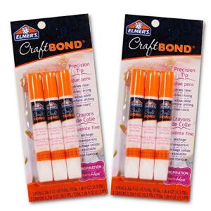 Elmers Craft Bond Glue Pen Value Pack — Set of 6 Glue Pens (Presicion Tip, Clear, 2.12 Oz Total)