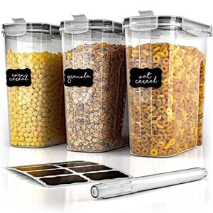 Simple Gourmet Cereal Containers Storage Set – 3 Airtight Dry Food Bins with Lids for Kitchen Pantry