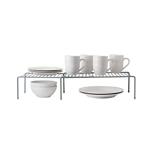 Kitchen Details Expanding Shelf Organizer | 2 Tier | Rust Resistant | Holds Plates | Bowls | Plates | Cups | Kitchen Organization | Sliver | The Storepaperoomates Retail Market - Fast Affordable Shopping