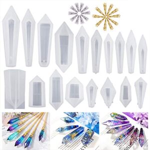 LET’S RESIN Resin Molds 18Pcs Pendulum Crystal Molds for Resin, Silicone Molds for Resin,Multi-Facet Gemstone Resin Jewelry Molds for Quartz Crystals Pendants, Resin Necklace,UV Resin