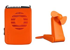 O2COOL Deluxe Necklace Fan with Hand & Stand Fan Bundle (Orange)