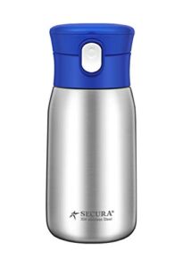 Secura Vacuum Insulated Stainless Steel Straw Water Bottle with Handle, 350ml 12oz, Blue