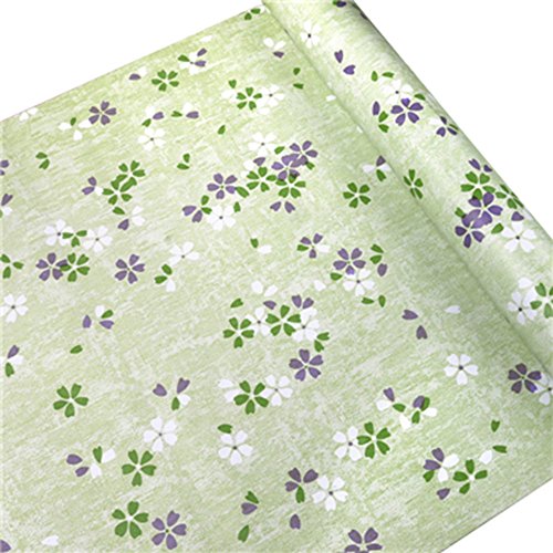 HOYOYO 17.8 x 78 Inches Self-Adhesive Shelf Liner, Self Adhesive Dresser Drawer Paper Wall Sticker Home Decoration, Green Flowers | The Storepaperoomates Retail Market - Fast Affordable Shopping