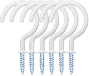 WaterLuu 20 Pack 2.9 Inch Ceiling Hooks,Plant Hooks, Vinyl Coated Screw-in Wall Hooks, Plant Hooks, Kitchen Hooks, Cup Hooks Great for Indoor & Outdoor Use(White ( 20 Pack))